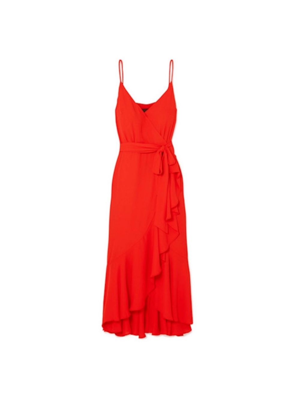 J. Crew Vibrant Red Wrap Maxi with Ruffle Trim